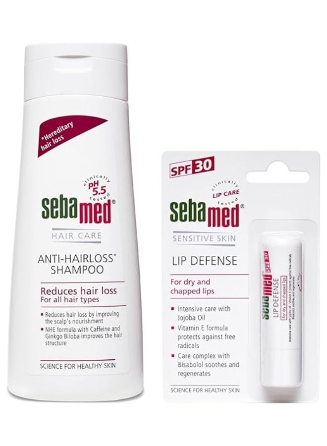 SebaMed Anti-Hairloss Shampoo, 200ml & SebaMed SPF 30 Lip Defense Stick, 4.8g - Image 1